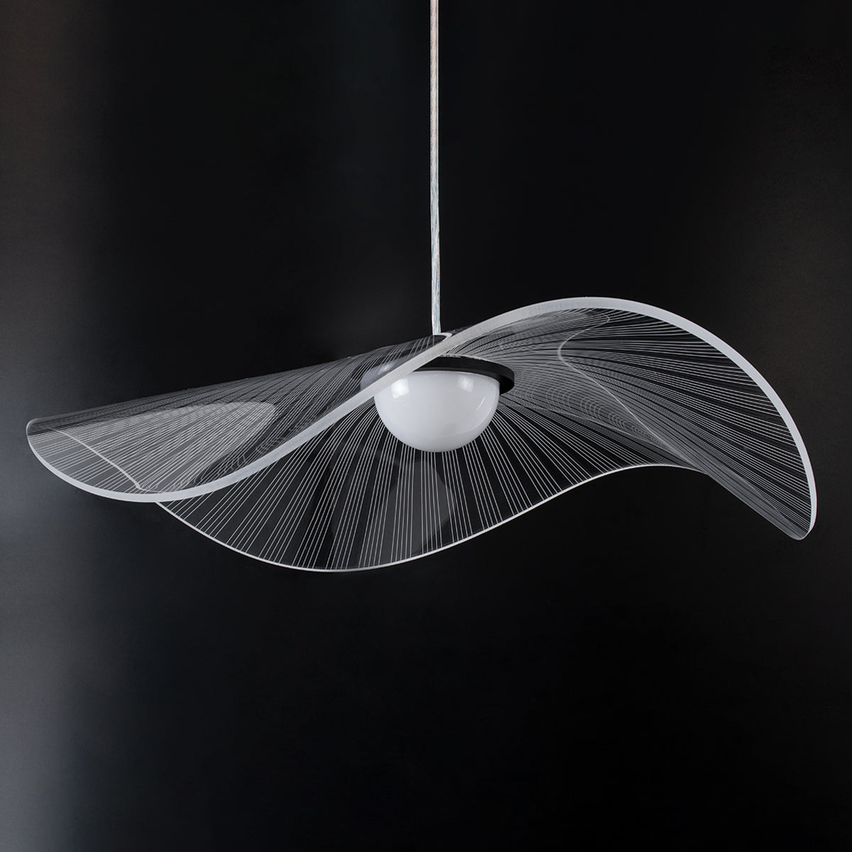 ACRYLICA 60975 Κρεμαστό Φωτιστικό Οροφής Design LED CCT 20W 2240lm 360° AC 220-240V - Εναλλαγή Φωτισμού μέσω Διακόπτη On/Off All In One Ψυχρό 6000k+Φυσικό 4500k+Θερμό 2700k Φ60cm - Μαύρο με Διάφανο Laser Designed Plexiglass