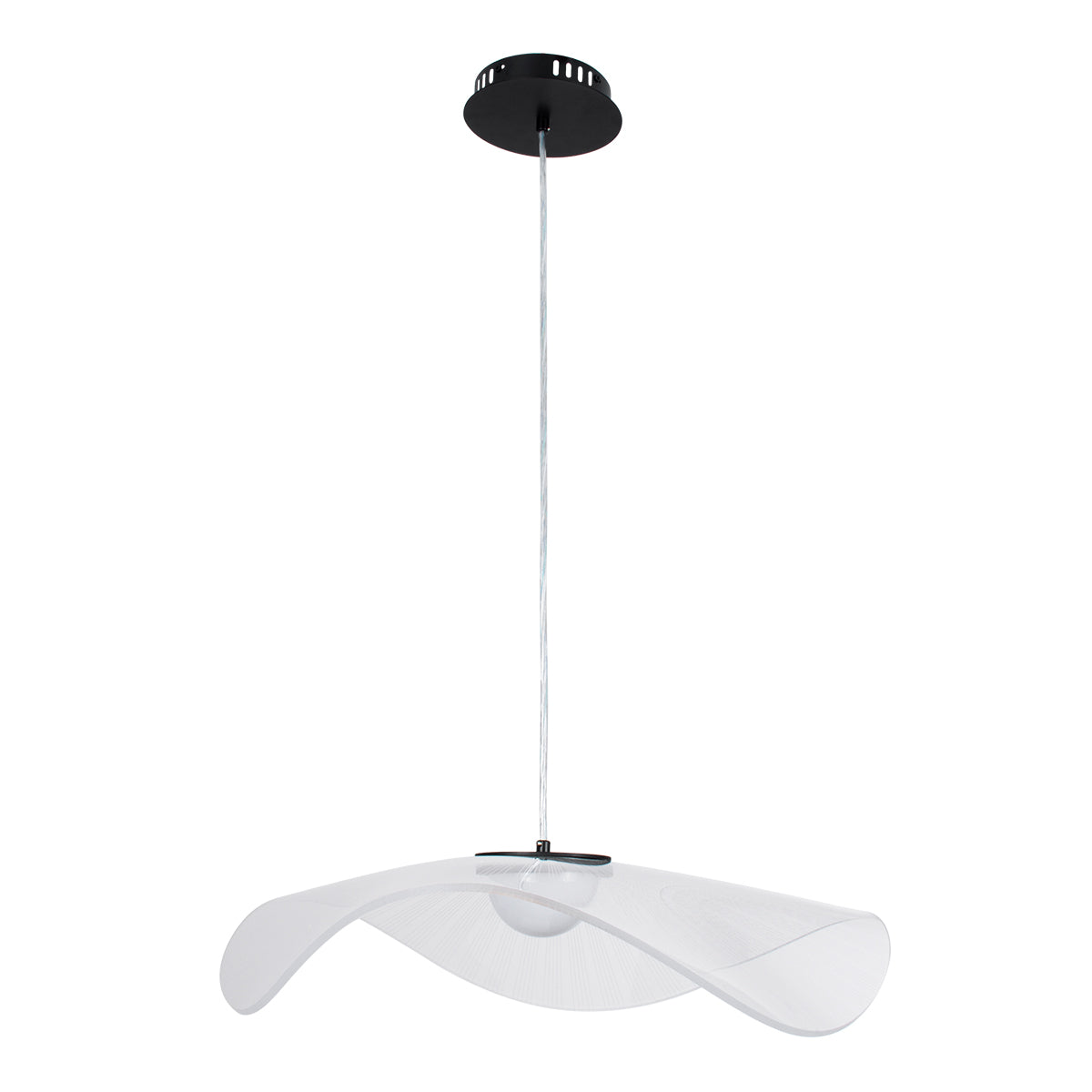 ACRYLICA 60975 Κρεμαστό Φωτιστικό Οροφής Design LED CCT 20W 2240lm 360° AC 220-240V - Εναλλαγή Φωτισμού μέσω Διακόπτη On/Off All In One Ψυχρό 6000k+Φυσικό 4500k+Θερμό 2700k Φ60cm - Μαύρο με Διάφανο Laser Designed Plexiglass