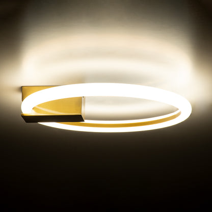 CINDERELLA 60978 Φωτιστικό Οροφής Δαχτυλίδι-Κύκλος LED CCT 16W 1792lm 360° AC 220-240V - Εναλλαγή Φωτισμού μέσω Διακόπτη On/Off All In One Ψυχρό 6000k+Φυσικό 4500k+Θερμό 2700k Φ28cm - Χρυσό Βούρτσας