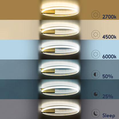 CINDERELLA 60982 Φωτιστικό Οροφής Δαχτυλίδι-Κύκλος LED CCT 30W 3360lm 360° AC 220-240V - Εναλλαγή Φωτισμού μέσω Τηλεχειριστηρίου All In One Ψυχρό 6000k+Φυσικό 4500k+Θερμό 2700k Dimmable Φ50cm - Χρυσό Βούρτσας