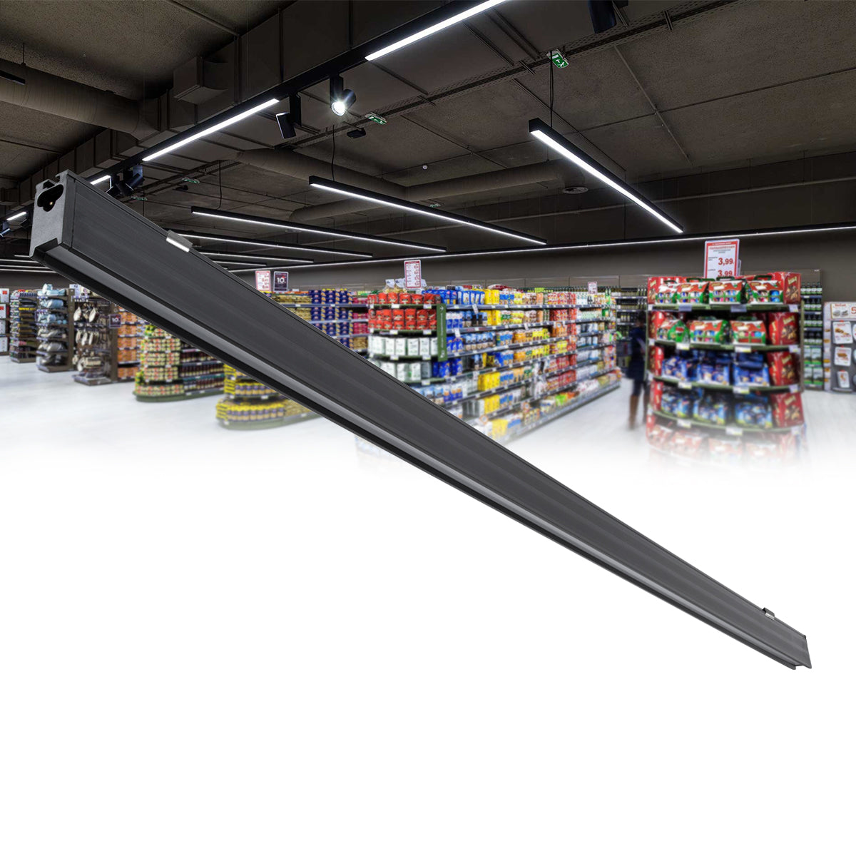 MARKET 61021 Μοντέρνο Γραμμικό Επεκτεινόμενο Φωτιστικό Οροφής LED 18W 2200lm 60° AC 220-240V IP20 Φυσικό Λευκό 4500K - Lumileds SMD Chip - Μαύρο Ματ - Μ120 x Π2 x Υ4