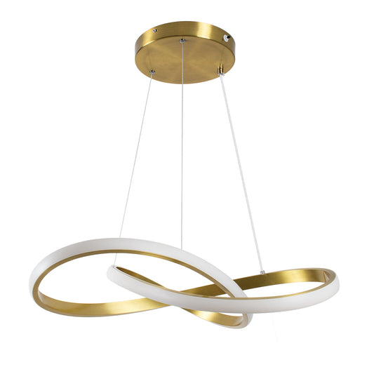 DEXTER 61051 Μοντέρνο Κρεμαστό Φωτιστικό Οροφής LED 72W 8064lm 300° AC 220-240V IP20 Ρυθμιζόμενο Λευκό CCT με Χειριστήριο από 2700K έως 6000K Dimmable - Lumileds SMD Chip - Χρυσό Βούρτσας - Μ56 x Π56 x Υ14