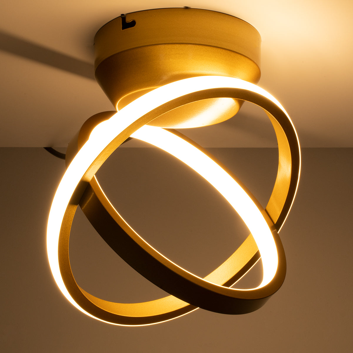 AMELIA 61054 Μοντέρνο Φωτιστικό Οροφής LED 20W 2400lm 300° AC 220-240V IP20 Ρυθμιζόμενο Λευκό CCT με On/Off 2700K/4500K/6000K - Lumileds SMD Chip - Χρυσό Βούρτσας - Μ24.5 x Π16 x Υ25