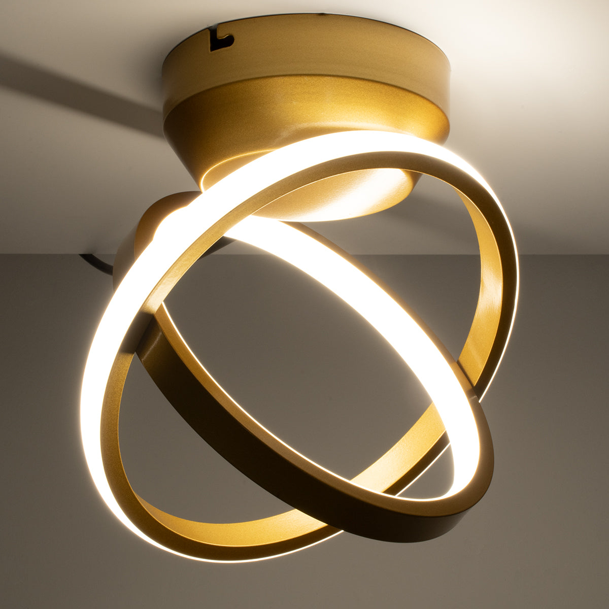 AMELIA 61054 Μοντέρνο Φωτιστικό Οροφής LED 20W 2400lm 300° AC 220-240V IP20 Ρυθμιζόμενο Λευκό CCT με On/Off 2700K/4500K/6000K - Lumileds SMD Chip - Χρυσό Βούρτσας - Μ24.5 x Π16 x Υ25