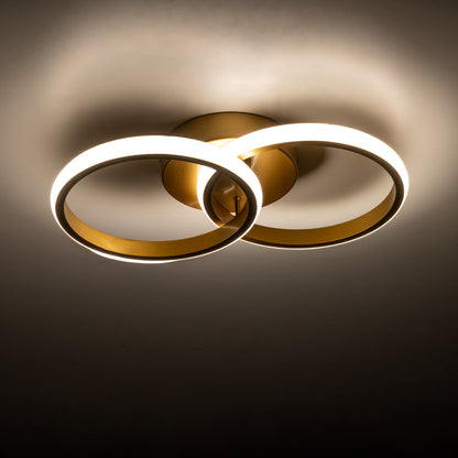 CORA 61060 Φωτιστικό Οροφής Design LED CCT 18W 2160lm 300° AC 220-240V - Εναλλαγή Φωτισμού μέσω Διακόπτη On/Off All In One Ψυχρό 6000k+Φυσικό 4500k+Θερμό 2700k Μ36 x Π20.5 x Υ7cm - Χρυσό Βούρτσας