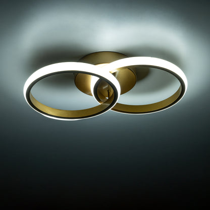 CORA 61060 Φωτιστικό Οροφής Design LED CCT 18W 2160lm 300° AC 220-240V - Εναλλαγή Φωτισμού μέσω Διακόπτη On/Off All In One Ψυχρό 6000k+Φυσικό 4500k+Θερμό 2700k Μ36 x Π20.5 x Υ7cm - Χρυσό Βούρτσας