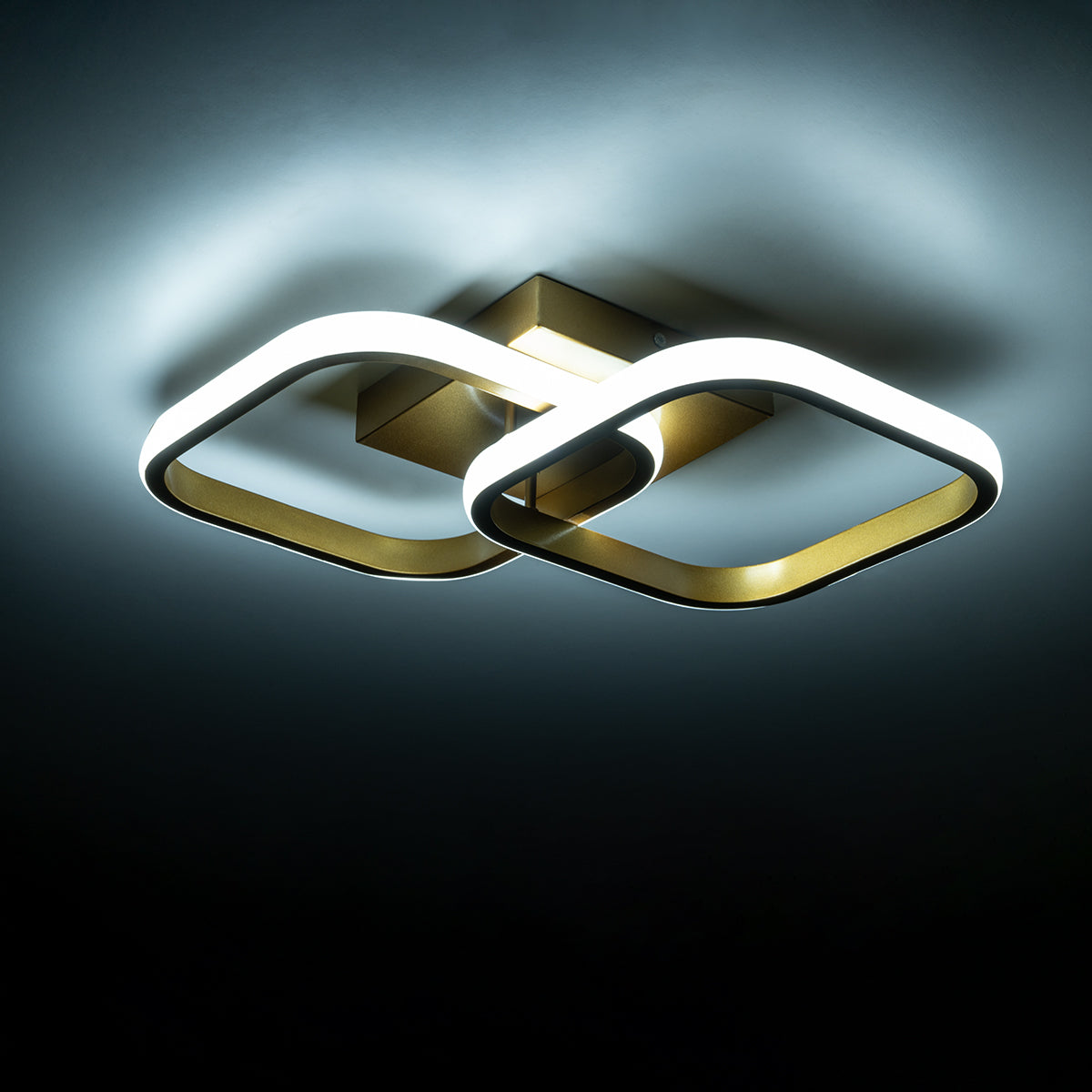 NORA 61063 Φωτιστικό Οροφής Design LED CCT 22W 2640lm 300° AC 220-240V - Εναλλαγή Φωτισμού μέσω Διακόπτη On/Off All In One Ψυχρό 6000k+Φυσικό 4500k+Θερμό 2700k Μ40 x Π24 x Υ7cm - Χρυσό Βούρτσας