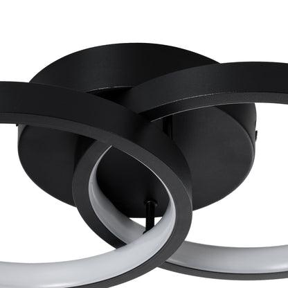 EVA 61067 Φωτιστικό Οροφής Design LED CCT 16W 1920lm 300° AC 220-240V - Εναλλαγή Φωτισμού μέσω Διακόπτη On/Off All In One Ψυχρό 6000k+Φυσικό 4500k+Θερμό 2700k Μ33 x Π21 x Υ7cm - Μαύρο