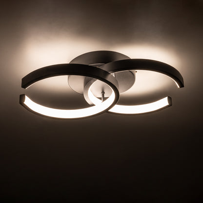 EVA 61067 Φωτιστικό Οροφής Design LED CCT 16W 1920lm 300° AC 220-240V - Εναλλαγή Φωτισμού μέσω Διακόπτη On/Off All In One Ψυχρό 6000k+Φυσικό 4500k+Θερμό 2700k Μ33 x Π21 x Υ7cm - Μαύρο