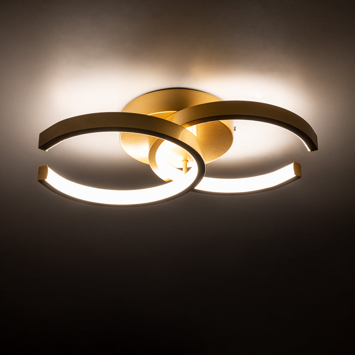 EVA 61069 Modern LED Ceiling Light 16W 1920lm 300° AC 220-240V IP20 Adjustable White CCT with On/Off 2700K/4500K/6000K - Lumileds SMD Chip - Brushed Gold - L33 x W21 x H7