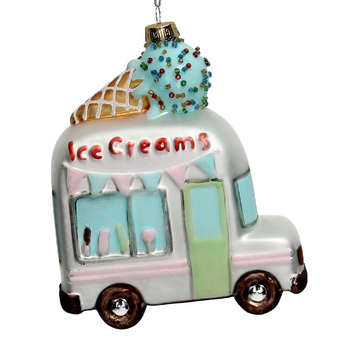 Στολίδι Ice Cream Van Γυάλινο 14εκ