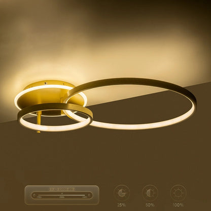 NEMESIS 61107 Μοντέρνο Φωτιστικό Οροφής LED 67W 7573lm 360° AC 220-240V IP20 Ρυθμιζόμενο Λευκό CCT με Χειριστήριο από 2700K έως 6000K Dimmable - Lumileds SMD Chip - Χρυσό Βούρτσας - Μ84 x Π45 x Υ13