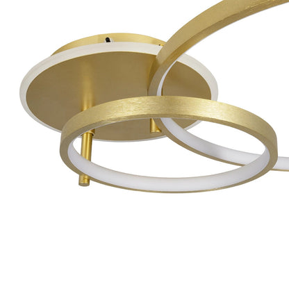 NEMESIS 61107 Μοντέρνο Φωτιστικό Οροφής LED 67W 7573lm 360° AC 220-240V IP20 Ρυθμιζόμενο Λευκό CCT με Χειριστήριο από 2700K έως 6000K Dimmable - Lumileds SMD Chip - Χρυσό Βούρτσας - Μ84 x Π45 x Υ13