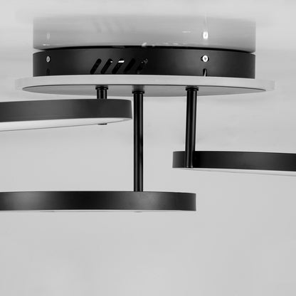 NEMESIS 61108 Μοντέρνο Φωτιστικό Οροφής LED 98W 11858lm 360° AC 220-240V IP20 Ρυθμιζόμενο Λευκό CCT με Χειριστήριο από 2700K έως 6000K Dimmable - Lumileds SMD Chip - Μαύρο Ματ - Μ89 x Π60 x Υ19