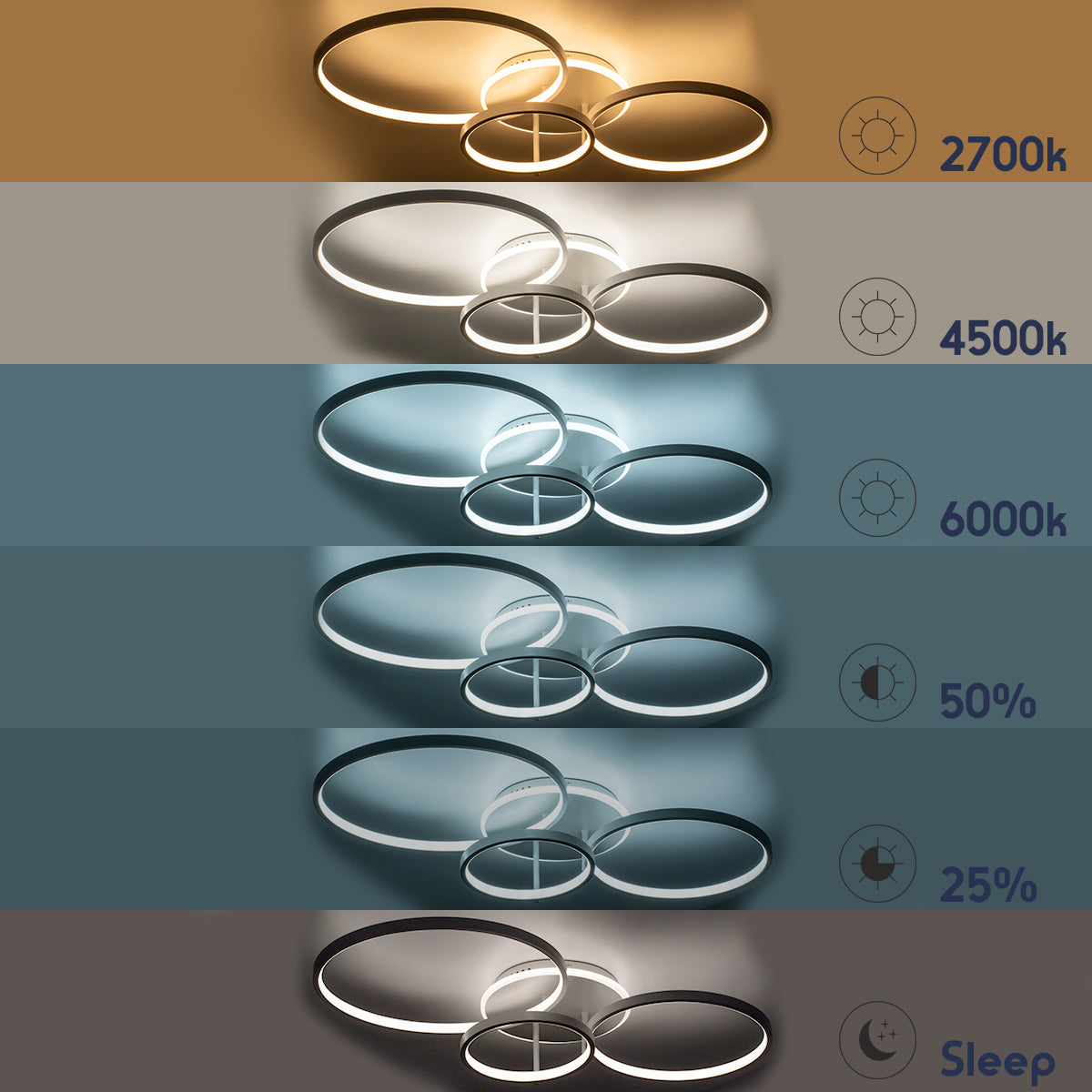 NEMESIS 61108 Μοντέρνο Φωτιστικό Οροφής LED 98W 11858lm 360° AC 220-240V IP20 Ρυθμιζόμενο Λευκό CCT με Χειριστήριο από 2700K έως 6000K Dimmable - Lumileds SMD Chip - Μαύρο Ματ - Μ89 x Π60 x Υ19