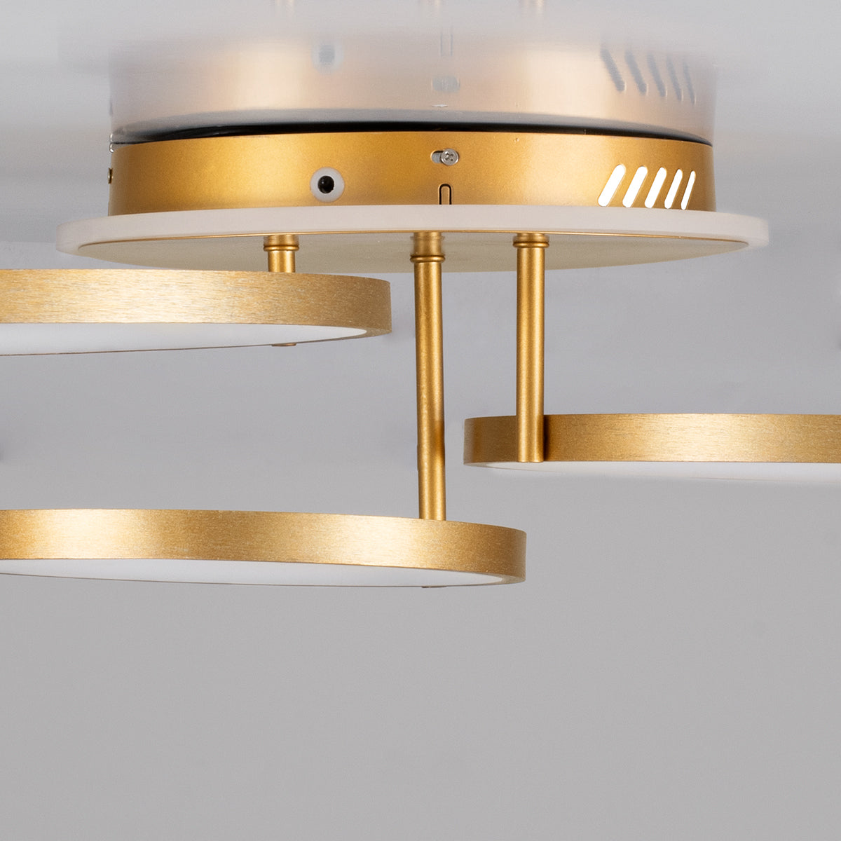 NEMESIS 61110 Μοντέρνο Φωτιστικό Οροφής LED 98W 11858lm 360° AC 220-240V IP20 Ρυθμιζόμενο Λευκό CCT με Χειριστήριο από 2700K έως 6000K Dimmable - Lumileds SMD Chip - Χρυσό Βούρτσας - Μ89 x Π60 x Υ19