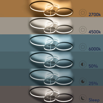 NEMESIS 61110 Μοντέρνο Φωτιστικό Οροφής LED 98W 11858lm 360° AC 220-240V IP20 Ρυθμιζόμενο Λευκό CCT με Χειριστήριο από 2700K έως 6000K Dimmable - Lumileds SMD Chip - Χρυσό Βούρτσας - Μ89 x Π60 x Υ19