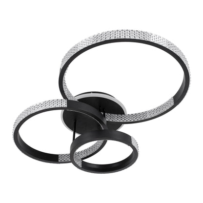 DIAMOND 61114 Φωτιστικό Οροφής Δαχτυλίδι-Κύκλος LED CCT 100W 12123lm 360° AC 220-240V - Εναλλαγή Φωτισμού μέσω Τηλεχειριστηρίου All In One Ψυχρό 6000k+Φυσικό 4500k+Θερμό 2700k Dimmable Φ30+40+50cm+BackLight - Μαύρο