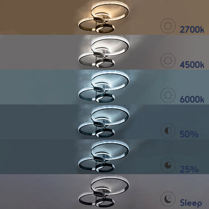 DIAMOND 61114 Φωτιστικό Οροφής Δαχτυλίδι-Κύκλος LED CCT 100W 12123lm 360° AC 220-240V - Εναλλαγή Φωτισμού μέσω Τηλεχειριστηρίου All In One Ψυχρό 6000k+Φυσικό 4500k+Θερμό 2700k Dimmable Φ30+40+50cm+BackLight - Μαύρο