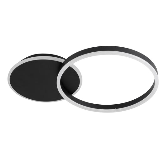 VENOM 61117 Μοντέρνο Φωτιστικό Οροφής LED 45W 5445lm 360° AC 220-240V IP20 Ρυθμιζόμενο Λευκό CCT με Χειριστήριο από 2700K έως 6000K Dimmable - Lumileds SMD Chip - Μαύρο Ματ - Μ60 x Π40 x Υ7.5