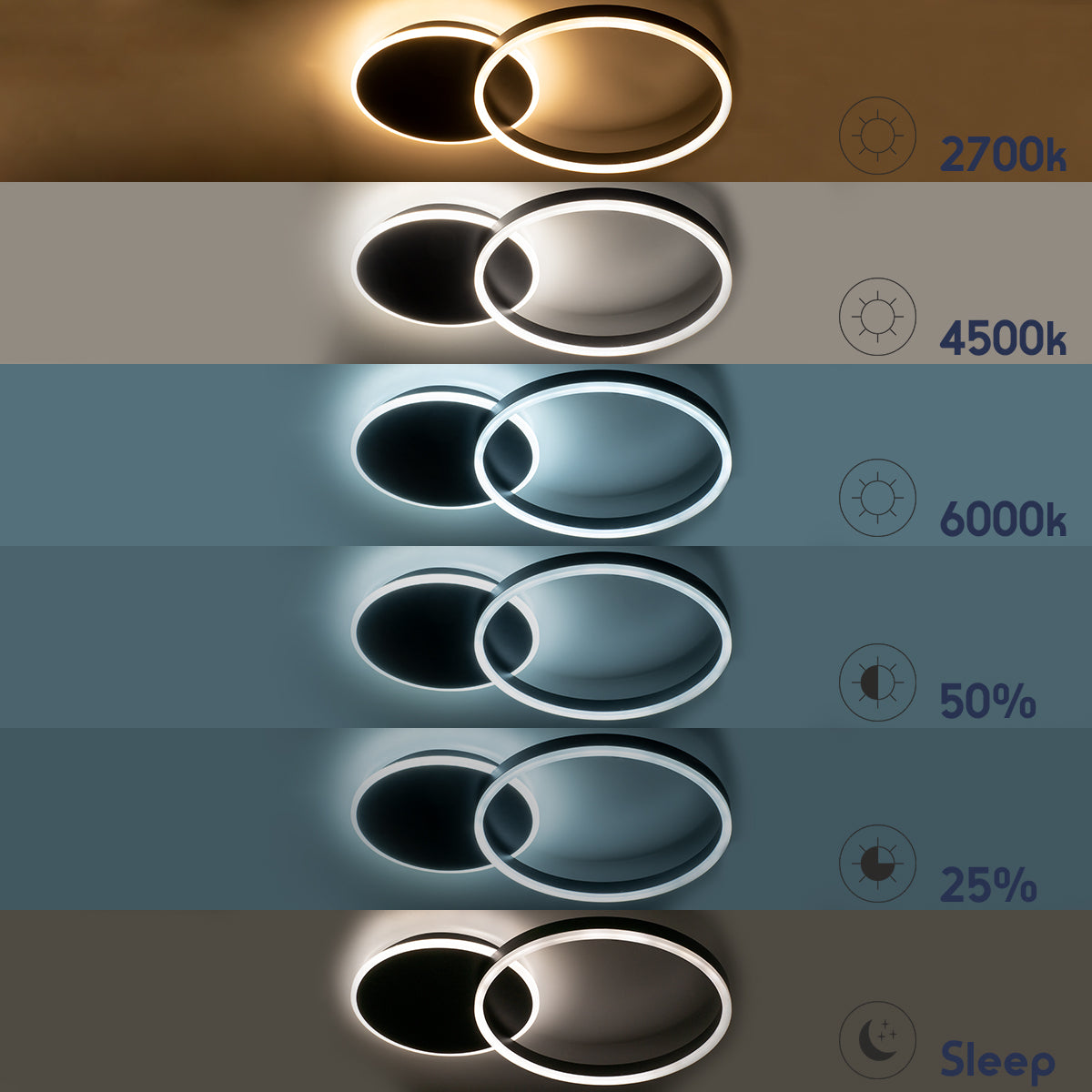 VENOM 61117 Μοντέρνο Φωτιστικό Οροφής LED 45W 5445lm 360° AC 220-240V IP20 Ρυθμιζόμενο Λευκό CCT με Χειριστήριο από 2700K έως 6000K Dimmable - Lumileds SMD Chip - Μαύρο Ματ - Μ60 x Π40 x Υ7.5