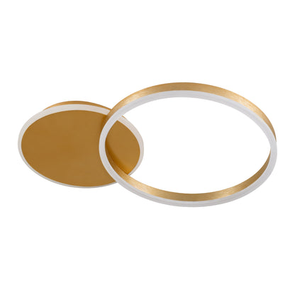 VENOM 61119 Φωτιστικό Οροφής Δαχτυλίδι-Κύκλος LED CCT 45W 5445lm 360° AC 220-240V - Εναλλαγή Φωτισμού μέσω Τηλεχειριστηρίου All In One Ψυχρό 6000k+Φυσικό 4500k+Θερμό 2700k Dimmable Φ40cm+BackLight - Χρυσό Βούρτσας