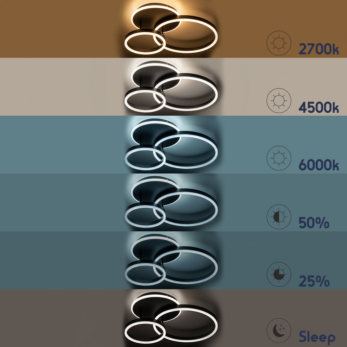 VENOM 61120 Φωτιστικό Οροφής Δαχτυλίδι-Κύκλος LED CCT 67W 8107lm 360° AC 220-240V - Εναλλαγή Φωτισμού μέσω Τηλεχειριστηρίου All In One Ψυχρό 6000k+Φυσικό 4500k+Θερμό 2700k Dimmable Φ25+40cm+BackLight - Μαύρο