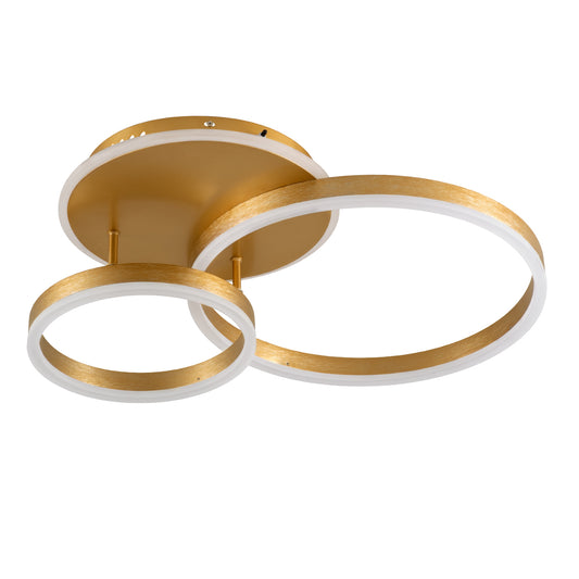 VENOM 61122 Φωτιστικό Οροφής Δαχτυλίδι-Κύκλος LED CCT 67W 8107lm 360° AC 220-240V - Εναλλαγή Φωτισμού μέσω Τηλεχειριστηρίου All In One Ψυχρό 6000k+Φυσικό 4500k+Θερμό 2700k Dimmable Φ25+40cm+BackLight - Χρυσό Βούρτσας