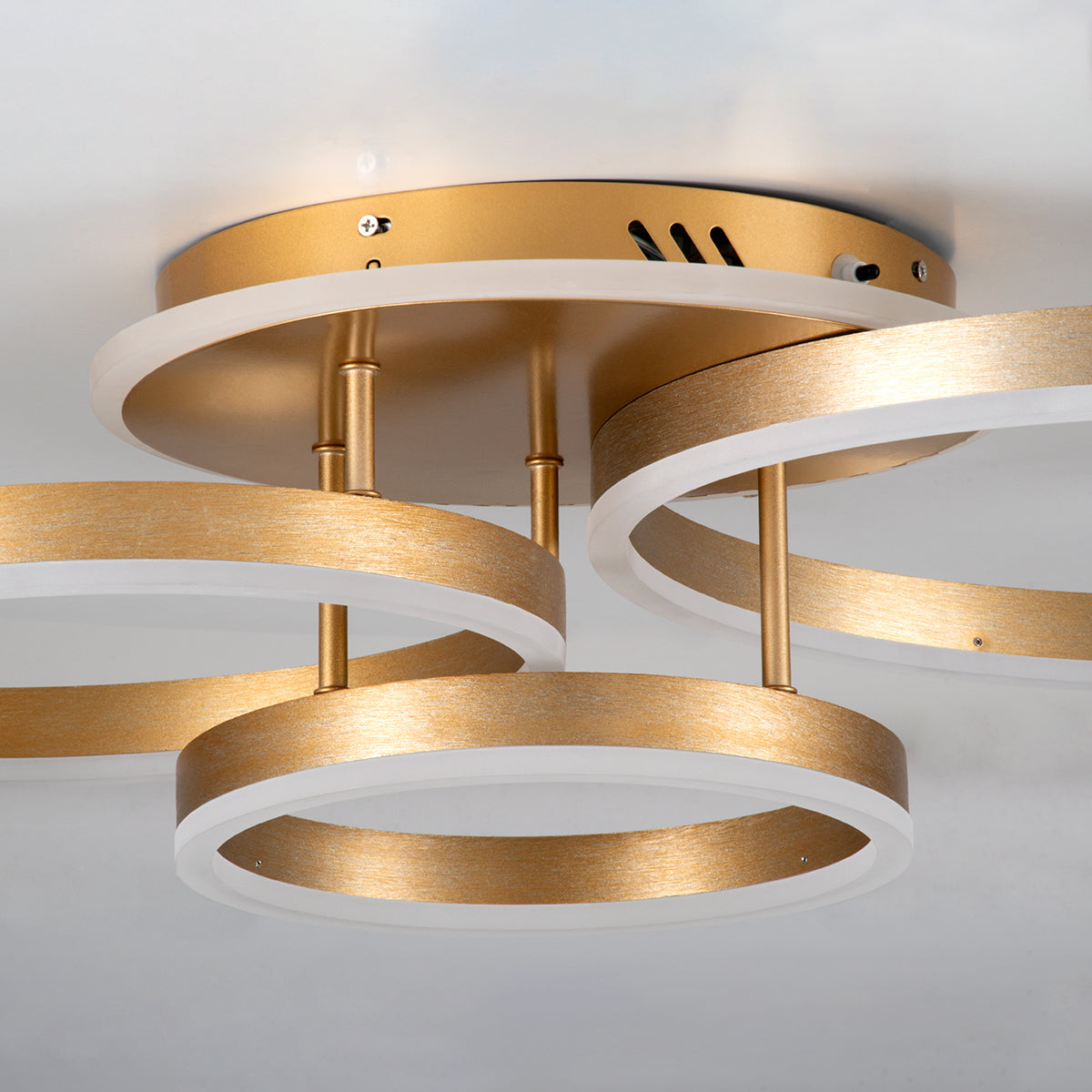 VENOM 61125 Μοντέρνο Φωτιστικό Οροφής LED 100W 12100lm 360° AC 220-240V IP20 Ρυθμιζόμενο Λευκό CCT με Χειριστήριο από 2700K έως 6000K Dimmable - Lumileds SMD Chip - Χρυσό Βούρτσας - Μ70 x Π40 x Υ16