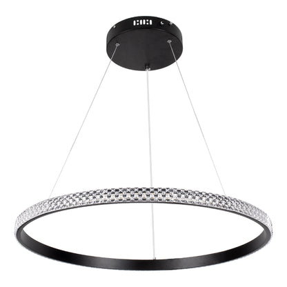DIAMOND 61130 Μοντέρνο Κρεμαστό Φωτιστικό Οροφής LED 45W 5230lm 360° AC 220-240V IP20 Ρυθμιζόμενο Λευκό CCT με Χειριστήριο από 2700K έως 6000K Dimmable - Lumileds SMD Chip - Μαυρό Ματ - Μ60 x Π60 x Υ3