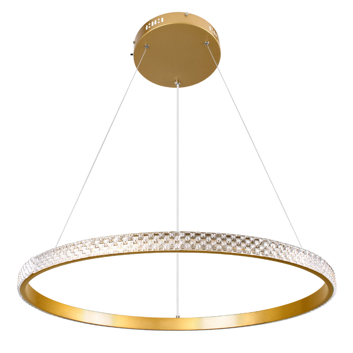 DIAMOND 61131 Μοντέρνο Κρεμαστό Φωτιστικό Οροφής LED 45W 5230lm 360° AC 220-240V IP20 Ρυθμιζόμενο Λευκό CCT με Χειριστήριο από 2700K έως 6000K Dimmable - Lumileds SMD Chip - Χρυσό Βούρτσας - Μ60 x Π60 x Υ3