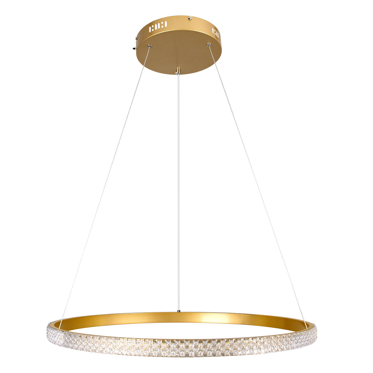 DIAMOND 61131 Μοντέρνο Κρεμαστό Φωτιστικό Οροφής LED 45W 5230lm 360° AC 220-240V IP20 Ρυθμιζόμενο Λευκό CCT με Χειριστήριο από 2700K έως 6000K Dimmable - Lumileds SMD Chip - Χρυσό Βούρτσας - Μ60 x Π60 x Υ3