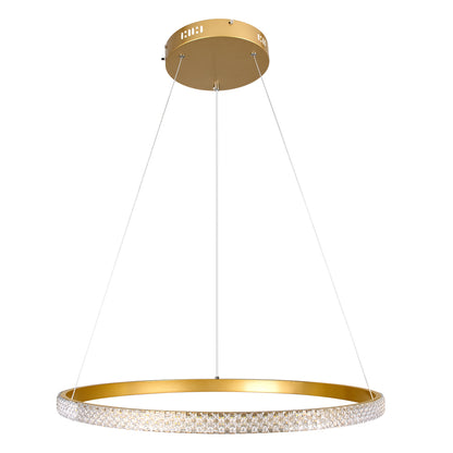 DIAMOND 61131 Μοντέρνο Κρεμαστό Φωτιστικό Οροφής LED 45W 5230lm 360° AC 220-240V IP20 Ρυθμιζόμενο Λευκό CCT με Χειριστήριο από 2700K έως 6000K Dimmable - Lumileds SMD Chip - Χρυσό Βούρτσας - Μ60 x Π60 x Υ3