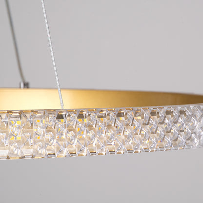 DIAMOND 61131 Μοντέρνο Κρεμαστό Φωτιστικό Οροφής LED 45W 5230lm 360° AC 220-240V IP20 Ρυθμιζόμενο Λευκό CCT με Χειριστήριο από 2700K έως 6000K Dimmable - Lumileds SMD Chip - Χρυσό Βούρτσας - Μ60 x Π60 x Υ3