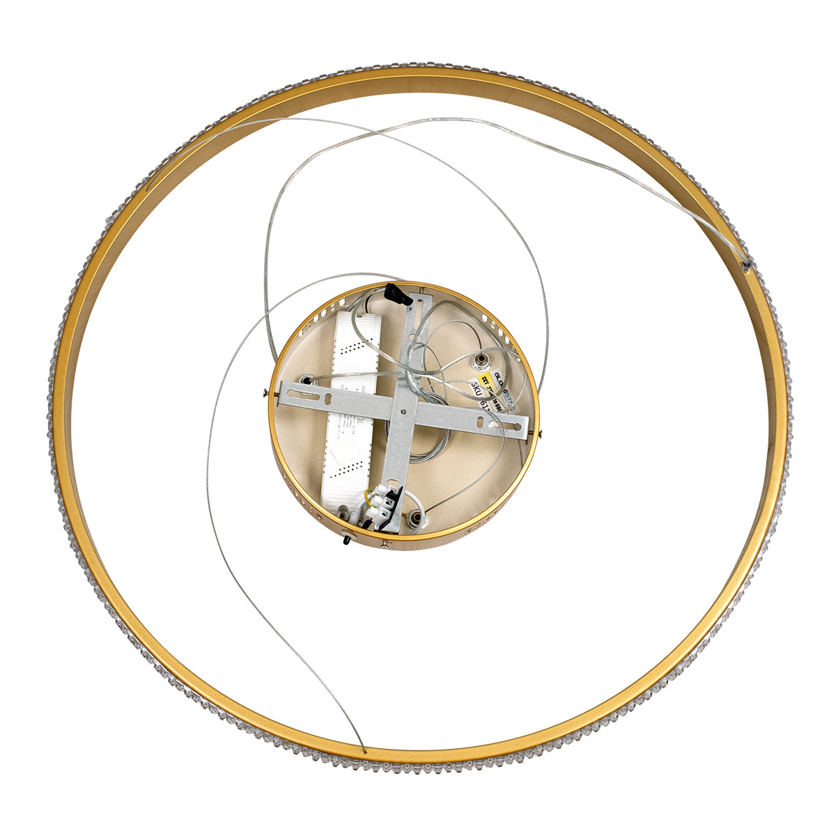 DIAMOND 61131 Μοντέρνο Κρεμαστό Φωτιστικό Οροφής LED 45W 5230lm 360° AC 220-240V IP20 Ρυθμιζόμενο Λευκό CCT με Χειριστήριο από 2700K έως 6000K Dimmable - Lumileds SMD Chip - Χρυσό Βούρτσας - Μ60 x Π60 x Υ3