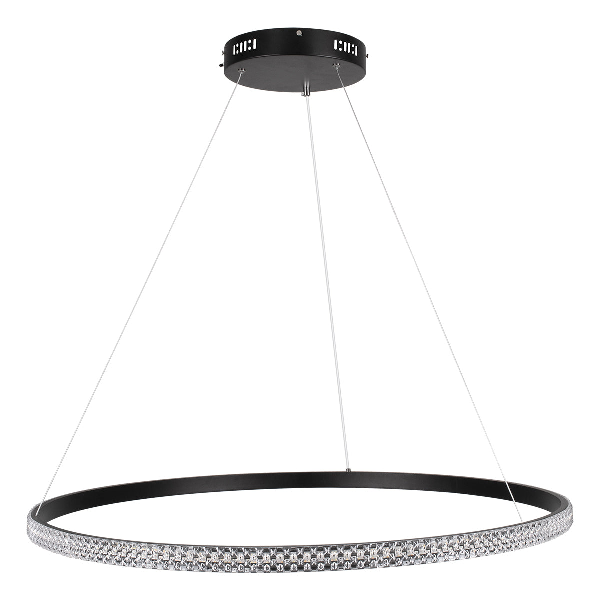 DIAMOND 61132 Κρεμαστό Φωτιστικό Δαχτυλίδι-Κύκλος LED CCT 67W 7689lm 360° AC 220-240V - Εναλλαγή Φωτισμού μέσω Τηλεχειριστηρίου All In One Ψυχρό 6000k+Φυσικό 4500k+Θερμό 2700k Dimmable Φ80cm - Μαύρο