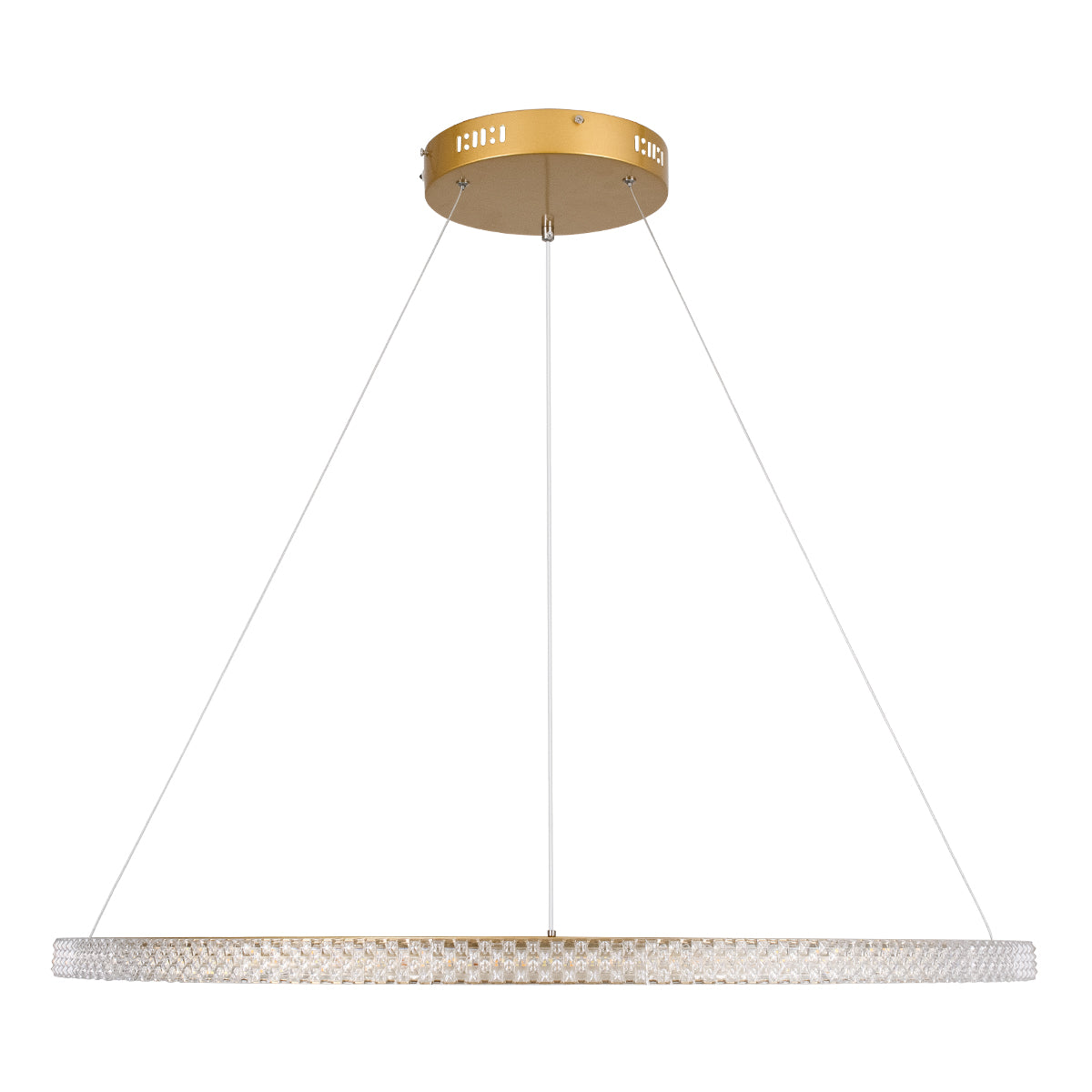 DIAMOND 61133 Κρεμαστό Φωτιστικό Δαχτυλίδι-Κύκλος LED CCT 67W 7689lm 360° AC 220-240V - Εναλλαγή Φωτισμού μέσω Τηλεχειριστηρίου All In One Ψυχρό 6000k+Φυσικό 4500k+Θερμό 2700k Dimmable Φ80cm - Χρυσό Βούρτσας