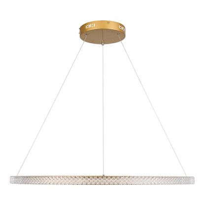 DIAMOND 61133 Κρεμαστό Φωτιστικό Δαχτυλίδι-Κύκλος LED CCT 67W 7689lm 360° AC 220-240V - Εναλλαγή Φωτισμού μέσω Τηλεχειριστηρίου All In One Ψυχρό 6000k+Φυσικό 4500k+Θερμό 2700k Dimmable Φ80cm - Χρυσό Βούρτσας