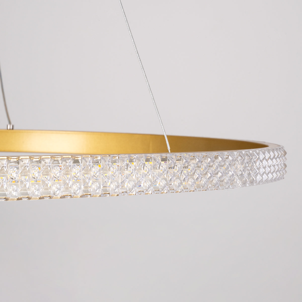DIAMOND 61133 Κρεμαστό Φωτιστικό Δαχτυλίδι-Κύκλος LED CCT 67W 7689lm 360° AC 220-240V - Εναλλαγή Φωτισμού μέσω Τηλεχειριστηρίου All In One Ψυχρό 6000k+Φυσικό 4500k+Θερμό 2700k Dimmable Φ80cm - Χρυσό Βούρτσας