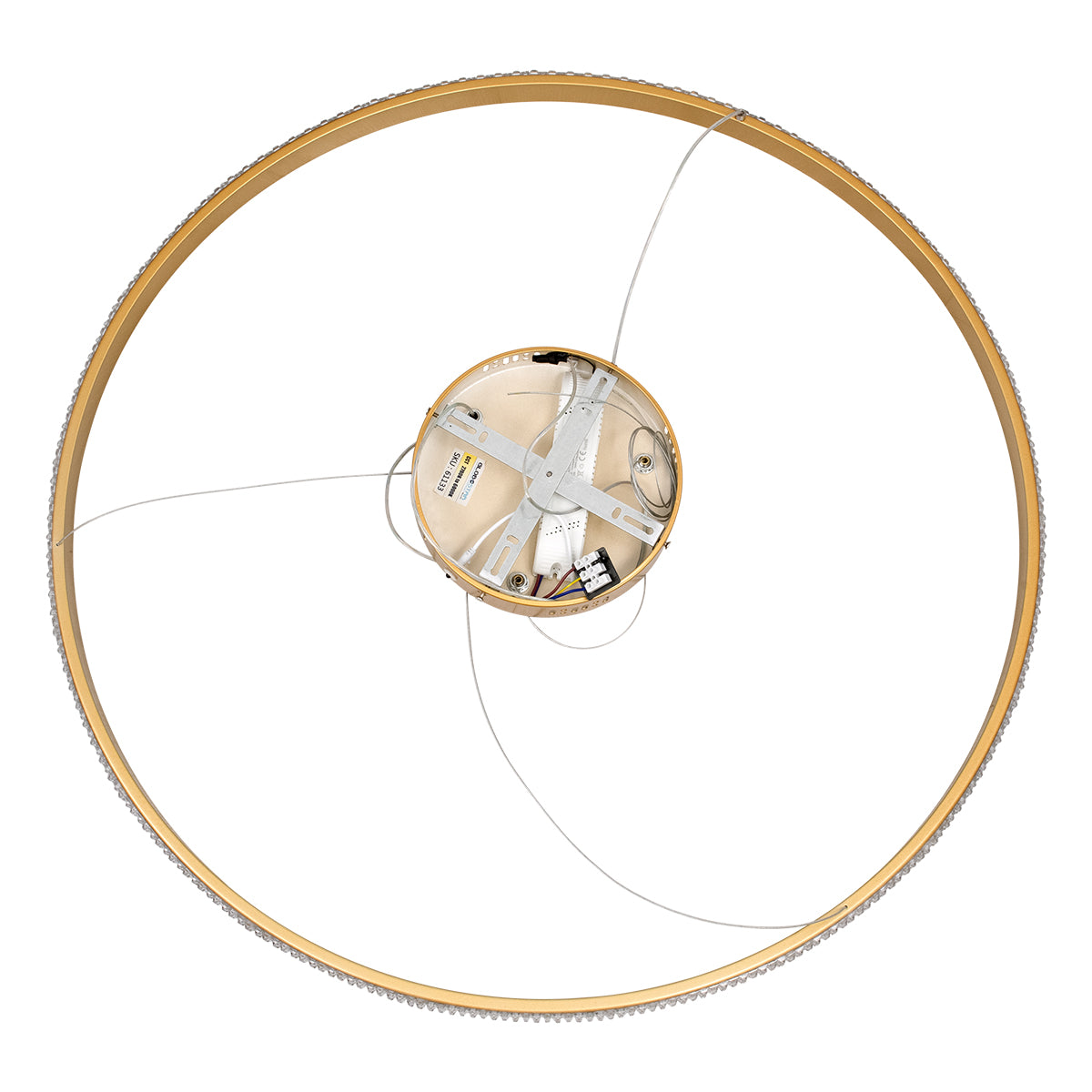 DIAMOND 61133 Κρεμαστό Φωτιστικό Δαχτυλίδι-Κύκλος LED CCT 67W 7689lm 360° AC 220-240V - Εναλλαγή Φωτισμού μέσω Τηλεχειριστηρίου All In One Ψυχρό 6000k+Φυσικό 4500k+Θερμό 2700k Dimmable Φ80cm - Χρυσό Βούρτσας