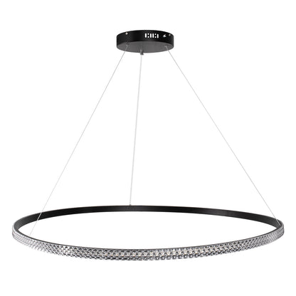 DIAMOND 61134 Κρεμαστό Φωτιστικό Δαχτυλίδι-Κύκλος LED CCT 75W 8743lm 360° AC 220-240V - Εναλλαγή Φωτισμού μέσω Τηλεχειριστηρίου All In One Ψυχρό 6000k+Φυσικό 4500k+Θερμό 2700k Dimmable Φ100cm - Μαύρο