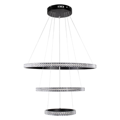 DIAMOND TRIO 61136 Μοντέρνο Κρεμαστό Φωτιστικό Οροφής LED 100W 12123lm 360° AC 220-240V IP20 Ρυθμιζόμενο Λευκό CCT με Χειριστήριο από 2700K έως 6000K Dimmable - Lumileds SMD Chip - Μαυρό Ματ - Μ60 x Π60 x Υ60