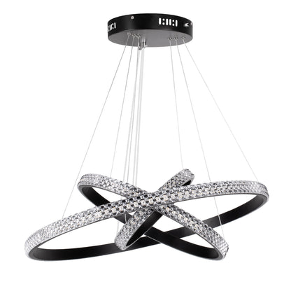 DIAMOND TRIO 61136 Μοντέρνο Κρεμαστό Φωτιστικό Οροφής LED 100W 12123lm 360° AC 220-240V IP20 Ρυθμιζόμενο Λευκό CCT με Χειριστήριο από 2700K έως 6000K Dimmable - Lumileds SMD Chip - Μαυρό Ματ - Μ60 x Π60 x Υ60