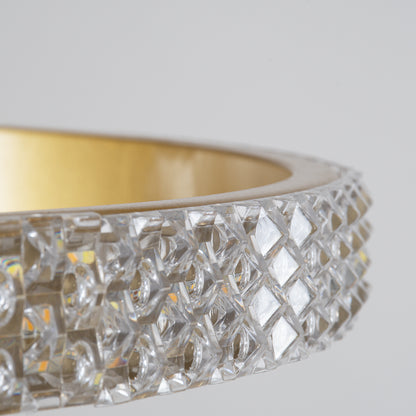 DIAMOND TRIO 61137 Μοντέρνο Κρεμαστό Φωτιστικό Οροφής LED 100W 12123lm 360° AC 220-240V IP20 Ρυθμιζόμενο Λευκό CCT με Χειριστήριο από 2700K έως 6000K Dimmable - Lumileds SMD Chip - Χρυσό Βούρτσας - Μ60 x Π60 x Υ60