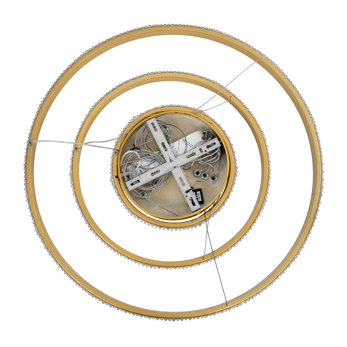 DIAMOND TRIO 61137 Μοντέρνο Κρεμαστό Φωτιστικό Οροφής LED 100W 12123lm 360° AC 220-240V IP20 Ρυθμιζόμενο Λευκό CCT με Χειριστήριο από 2700K έως 6000K Dimmable - Lumileds SMD Chip - Χρυσό Βούρτσας - Μ60 x Π60 x Υ60