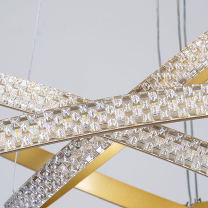 DIAMOND TRIO 61139 Μοντέρνο Κρεμαστό Φωτιστικό Οροφής LED 120W 14723lm 360° AC 220-240V IP20 Ρυθμιζόμενο Λευκό CCT με Χειριστήριο από 2700K έως 6000K Dimmable - Lumileds SMD Chip - Χρυσό Βούρτσας - Μ80 x Π80 x Υ60