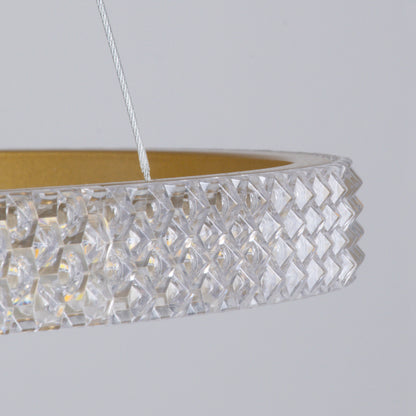 DIAMOND TRIO 61139 Μοντέρνο Κρεμαστό Φωτιστικό Οροφής LED 120W 14723lm 360° AC 220-240V IP20 Ρυθμιζόμενο Λευκό CCT με Χειριστήριο από 2700K έως 6000K Dimmable - Lumileds SMD Chip - Χρυσό Βούρτσας - Μ80 x Π80 x Υ60