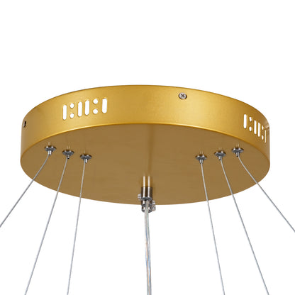 DIAMOND TRIO 61139 Μοντέρνο Κρεμαστό Φωτιστικό Οροφής LED 120W 14723lm 360° AC 220-240V IP20 Ρυθμιζόμενο Λευκό CCT με Χειριστήριο από 2700K έως 6000K Dimmable - Lumileds SMD Chip - Χρυσό Βούρτσας - Μ80 x Π80 x Υ60