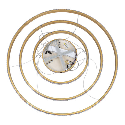 DIAMOND TRIO 61139 Μοντέρνο Κρεμαστό Φωτιστικό Οροφής LED 120W 14723lm 360° AC 220-240V IP20 Ρυθμιζόμενο Λευκό CCT με Χειριστήριο από 2700K έως 6000K Dimmable - Lumileds SMD Chip - Χρυσό Βούρτσας - Μ80 x Π80 x Υ60