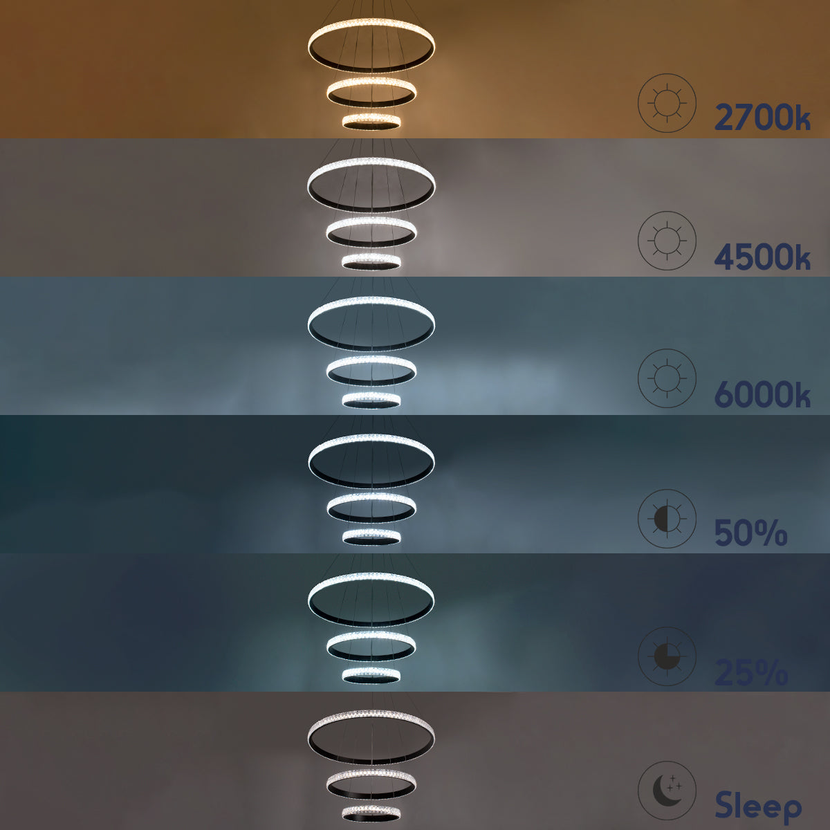 DIAMOND TRIO 61139-DECO Μοντέρνο Κρεμαστό Φωτιστικό Οροφής LED 120W 14723lm 360° AC 220-240V IP20 Ρυθμιζόμενο Λευκό CCT με Χειριστήριο από 2700K έως 6000K Dimmable - Lumileds SMD Chip - Χρυσό Βούρτσας - Μ40 x Π60 x Υ80